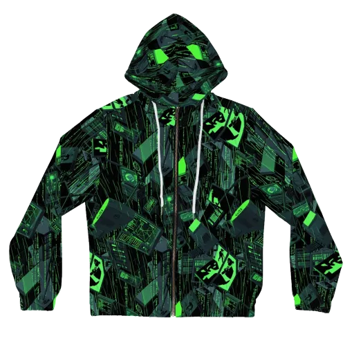 Neon Mainframe on a Women's Full-Zip Hoodie
