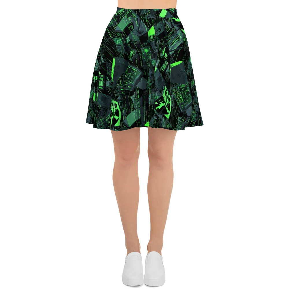 Neon Mainframe on Skater Skirt — Front