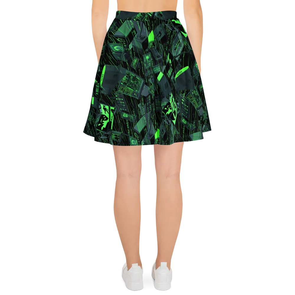 Neon Mainframe on Skater Skirt — Back