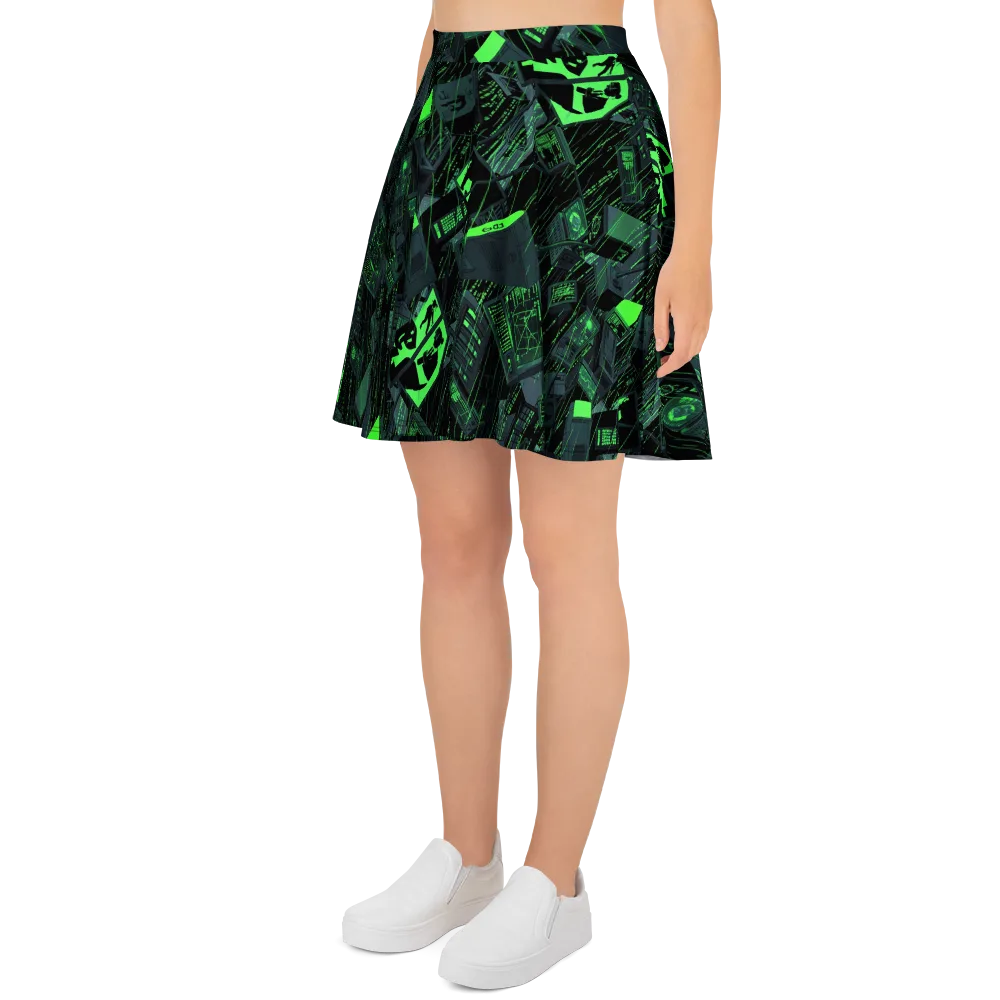 Neon Mainframe on Skater Skirt — Left