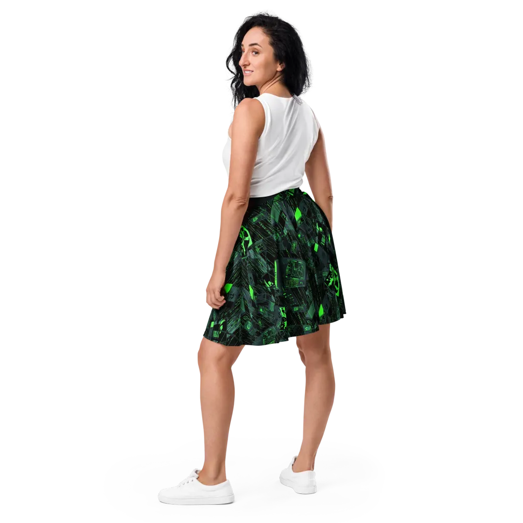 Neon Mainframe on Skater Skirt — Back
