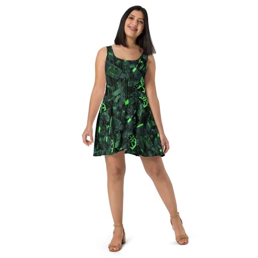 Neon Mainframe on a Skater Dress