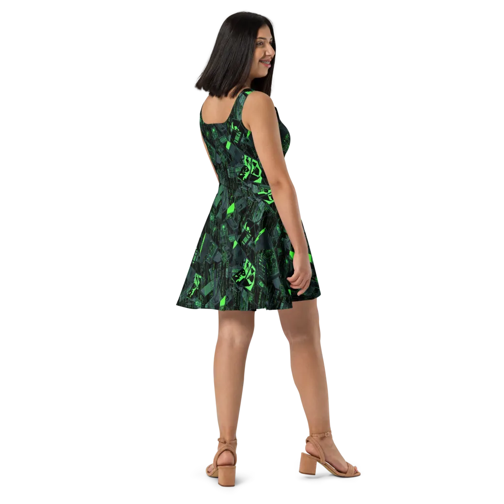 Neon Mainframe on Skater Dress — Right
