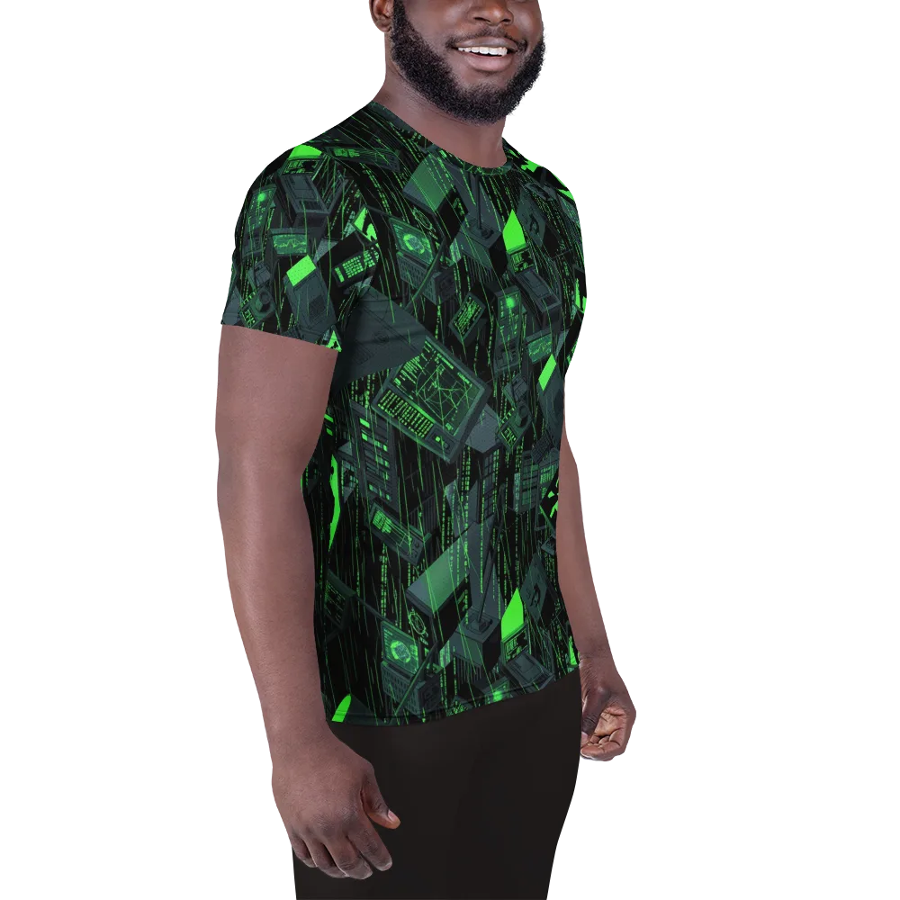 Neon Mainframe on Men's Athletic T-Shirt — Right