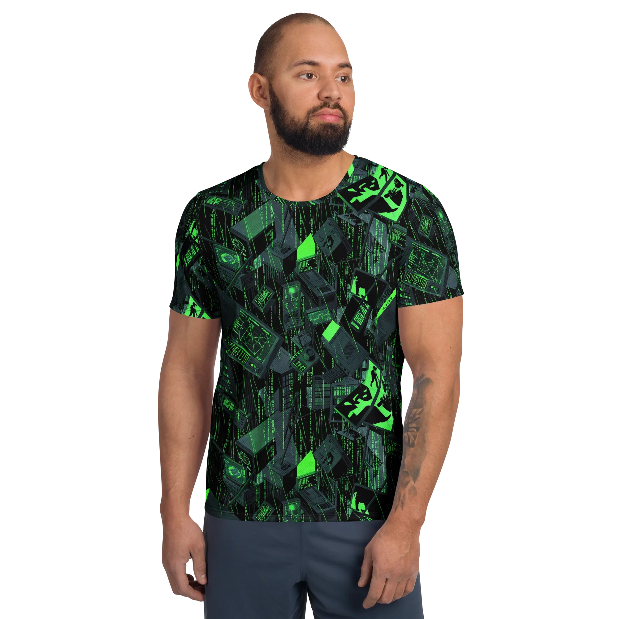 Neon Mainframe on Men's Athletic T-Shirt — Front
