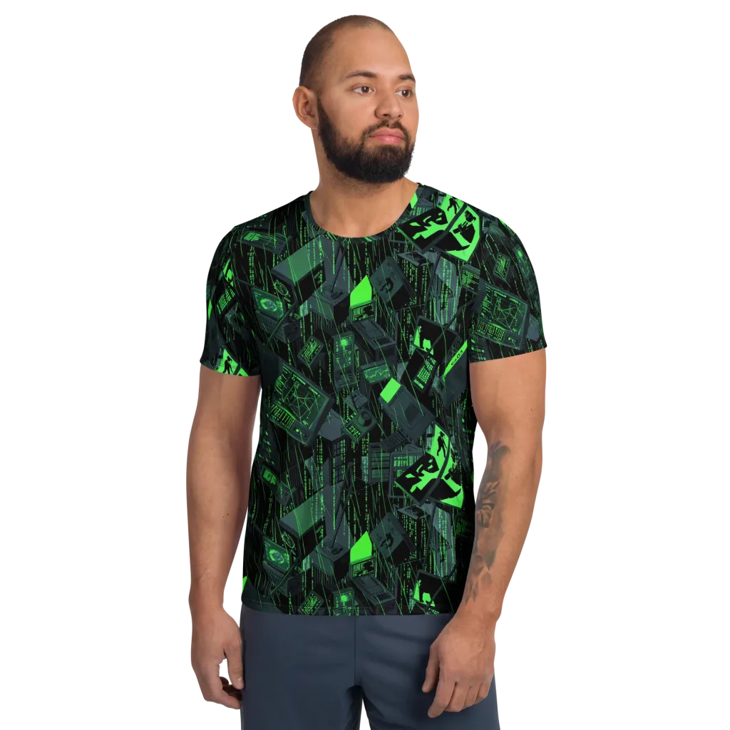 Neon Mainframe on Men's Athletic T-Shirt — Front