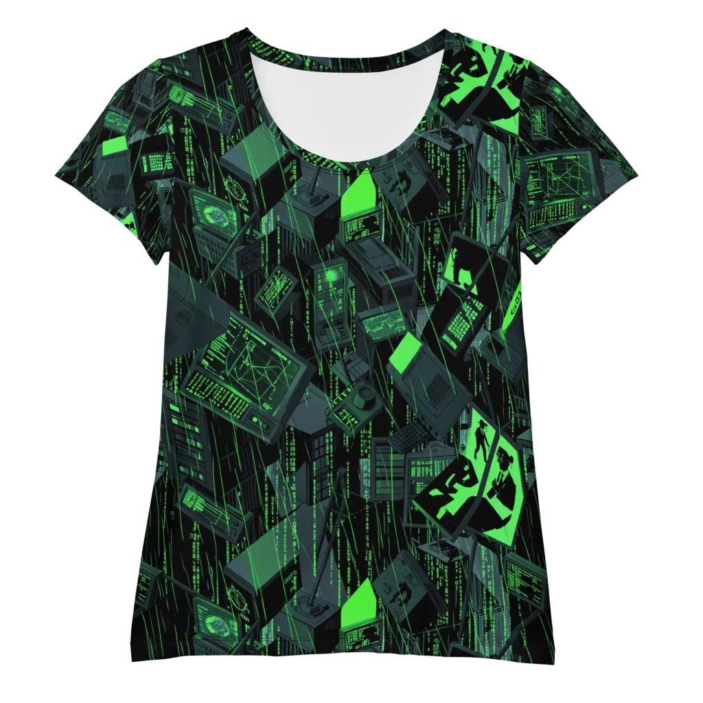 Neon Mainframe on Women's Athletic T-Shirt — Front