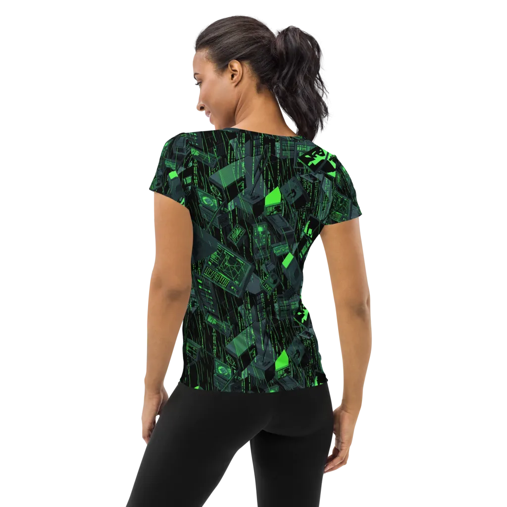 Neon Mainframe on Women's Athletic T-Shirt — Back