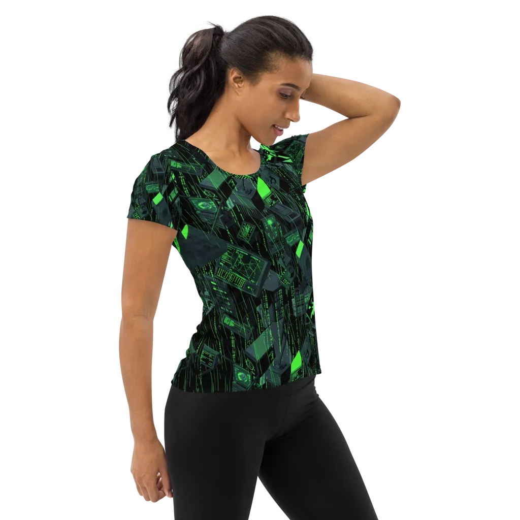 Neon Mainframe on Women's Athletic T-Shirt — Right
