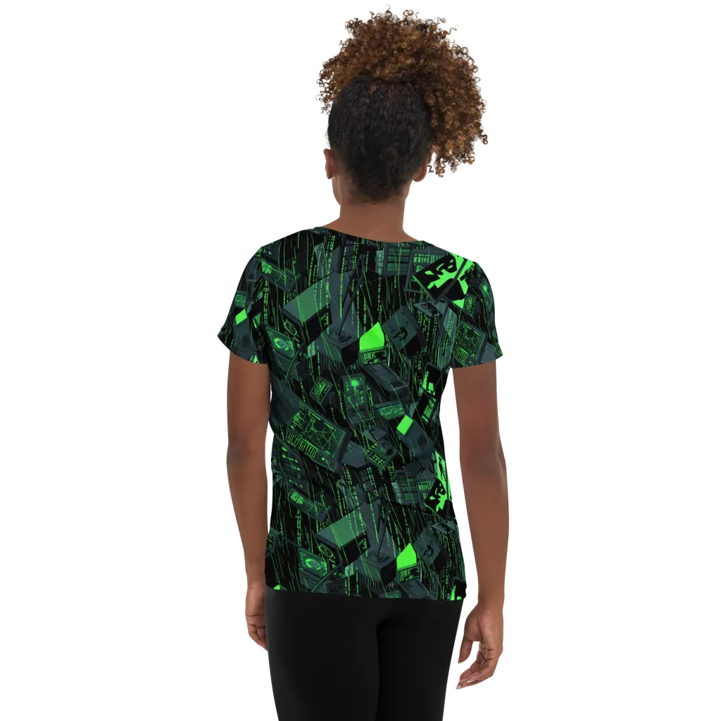 Neon Mainframe on Women's Athletic T-Shirt — Back