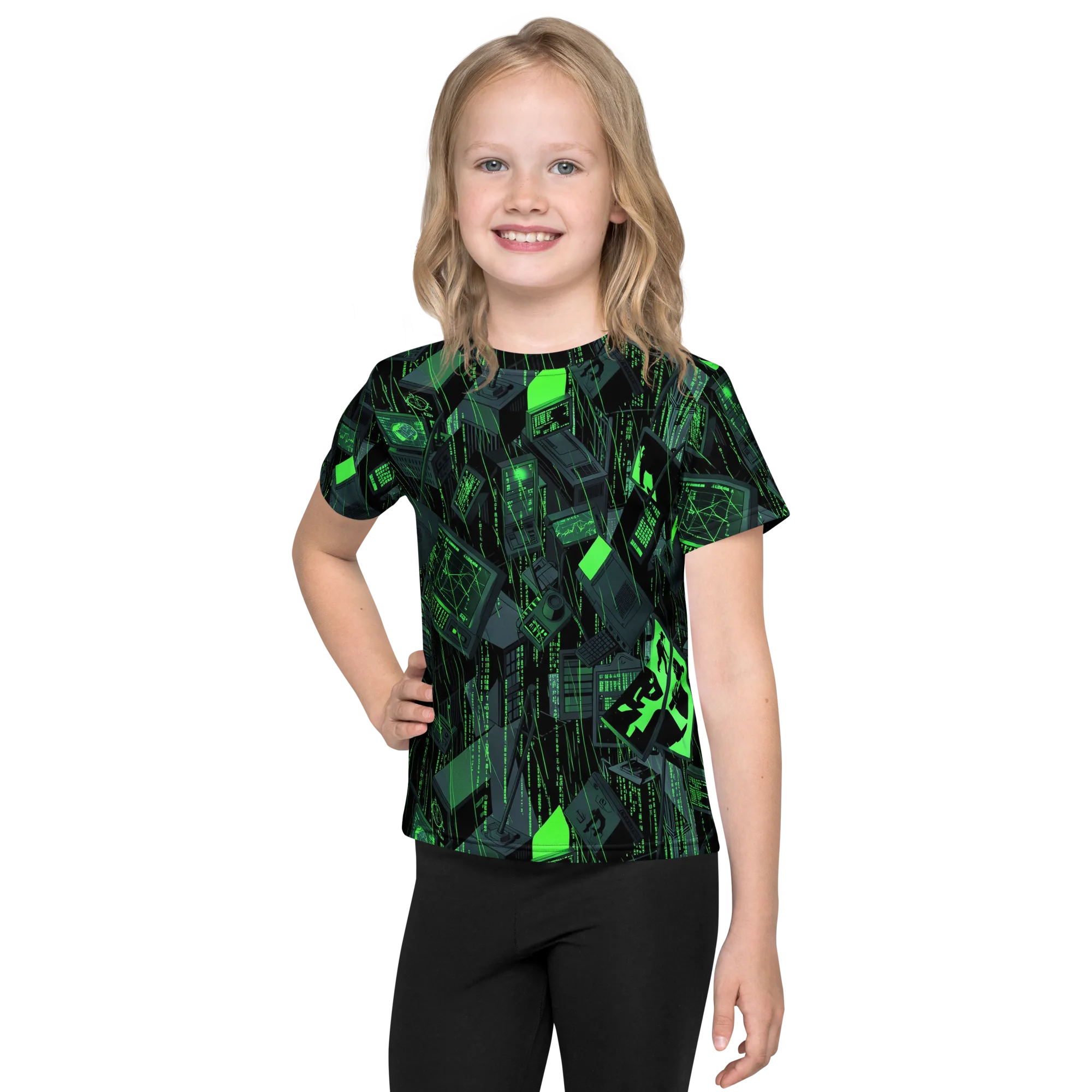 Neon Mainframe on Kids Crew Neck T-Shirt — Front