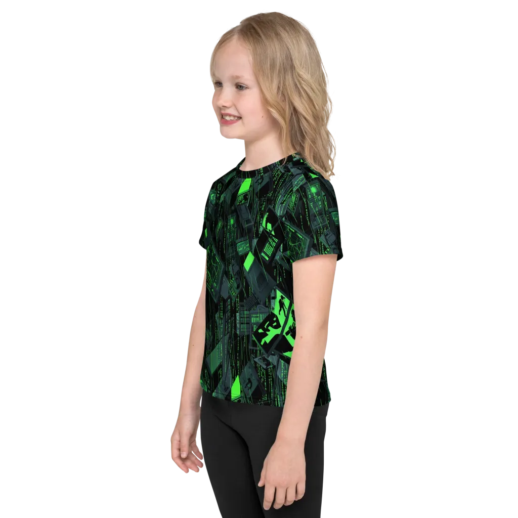 Neon Mainframe on Kids Crew Neck T-Shirt — Left