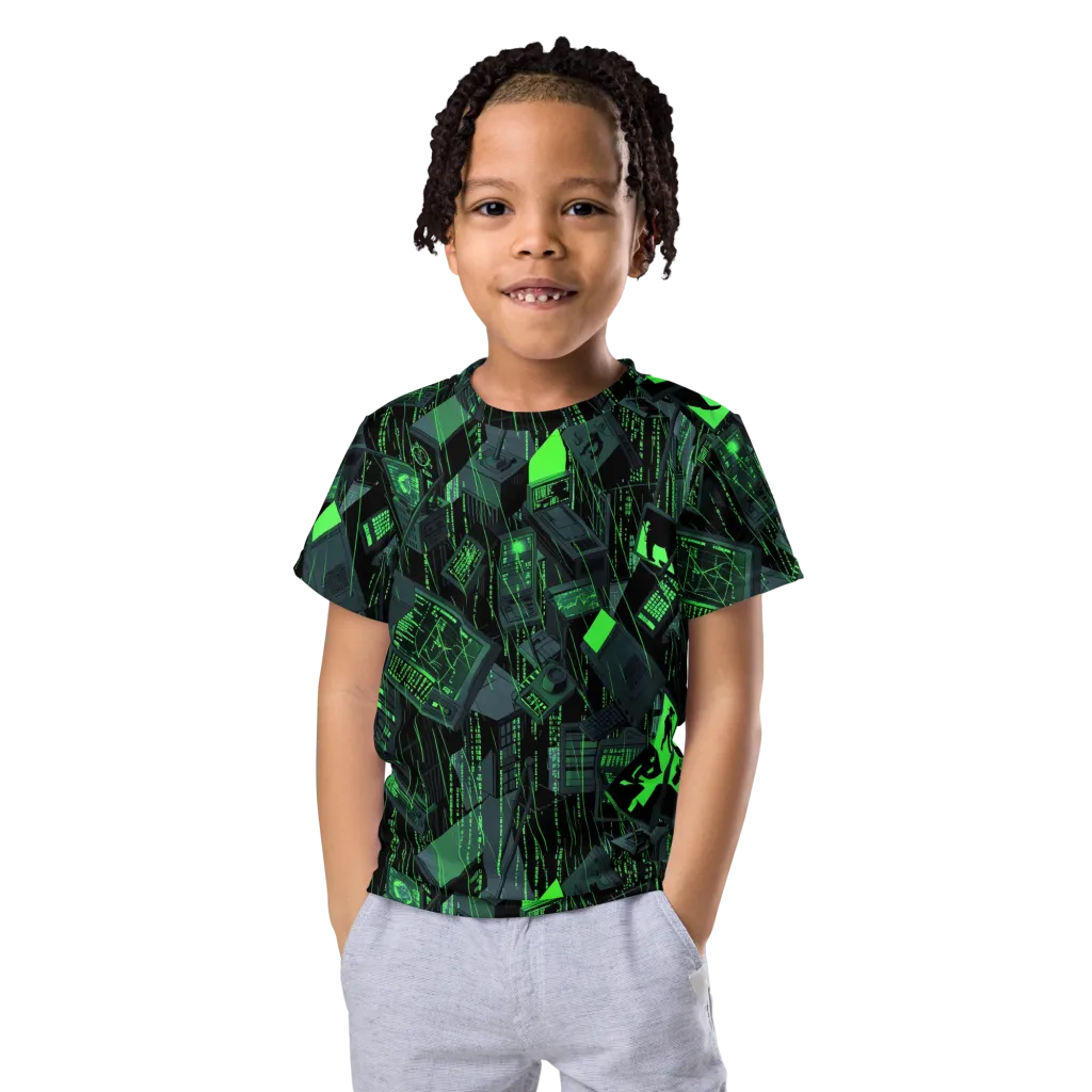 Neon Mainframe on Kids Crew Neck T-Shirt — Front