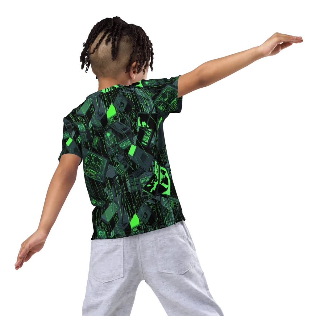 Neon Mainframe on Kids Crew Neck T-Shirt — Back
