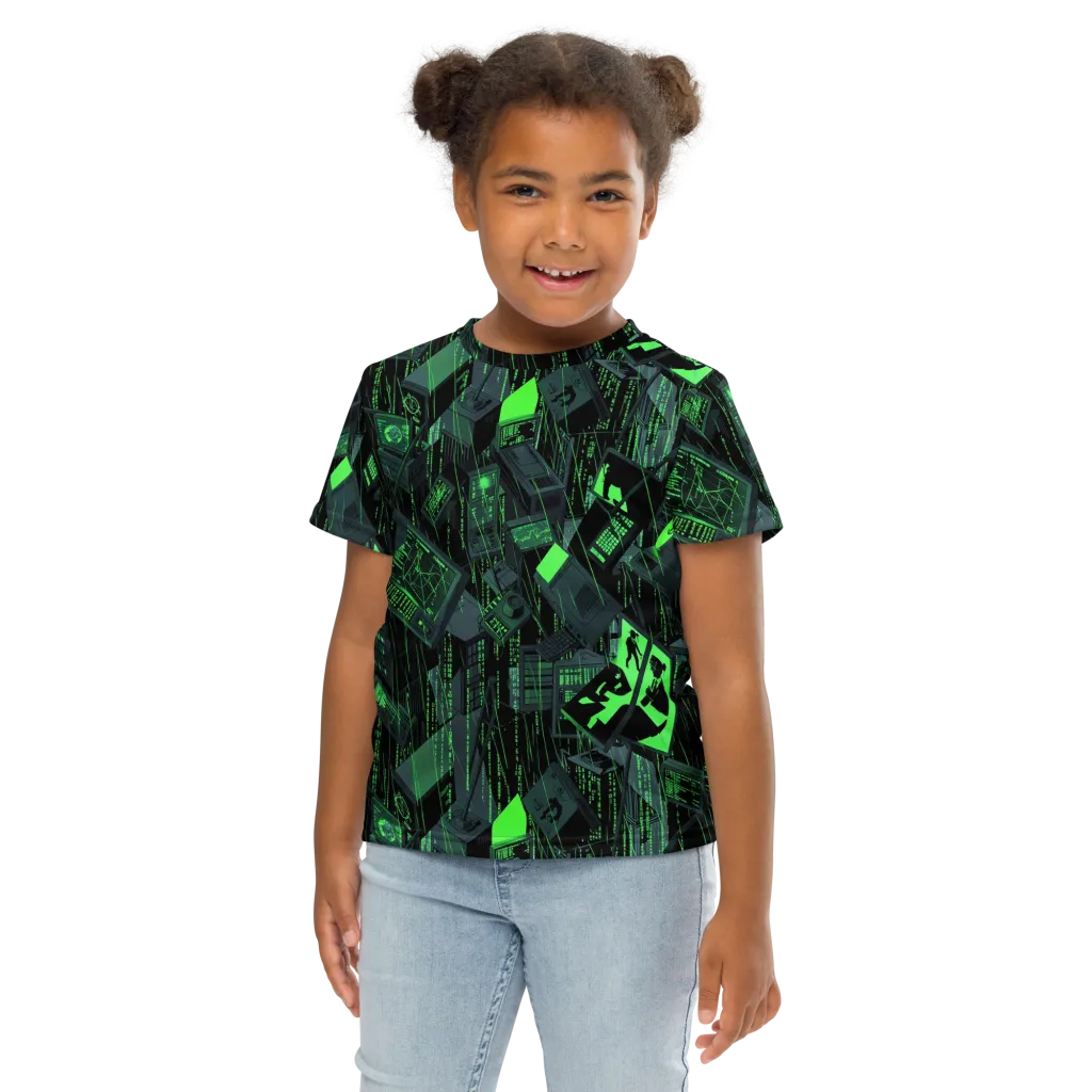 Neon Mainframe on Kids Crew Neck T-Shirt — Front