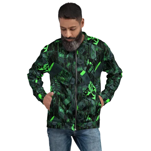 Neon Mainframe on a Bomber Jacket