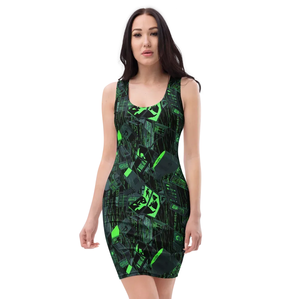 Neon Mainframe on Bodycon Dress — Front