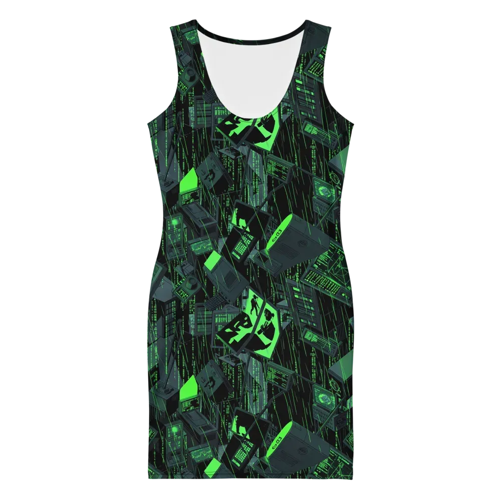 Neon Mainframe on Bodycon Dress — Front