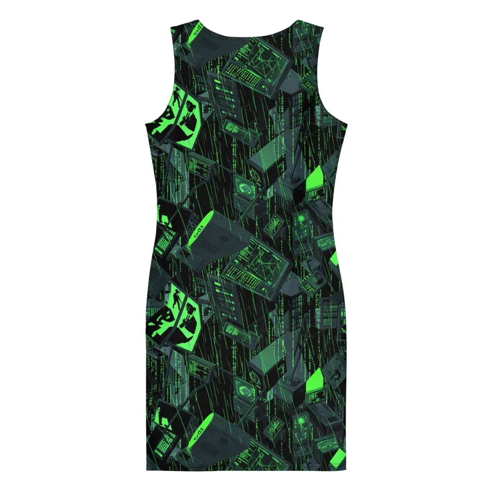 Neon Mainframe on Bodycon Dress — Back