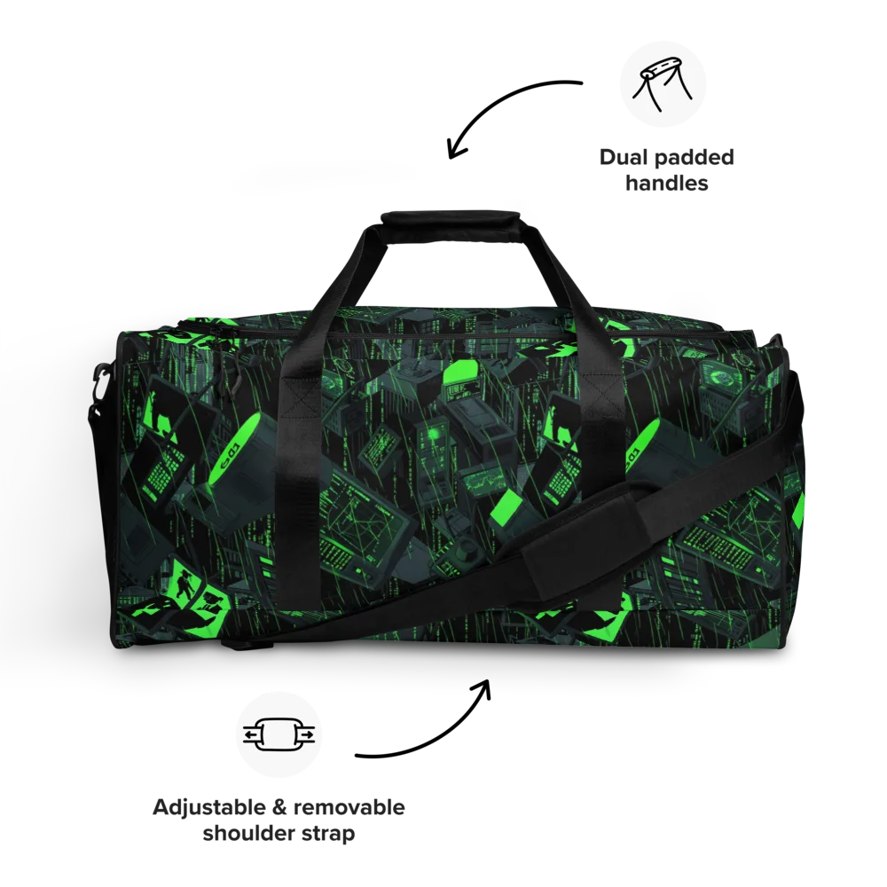 Neon Mainframe on Duffle Bag — Front