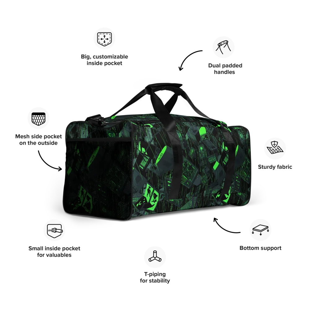 Neon Mainframe on Duffle Bag — Right Front