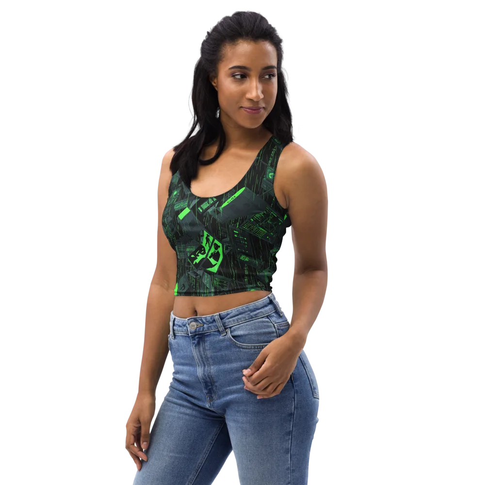 Neon Mainframe on Crop Top — Left Front