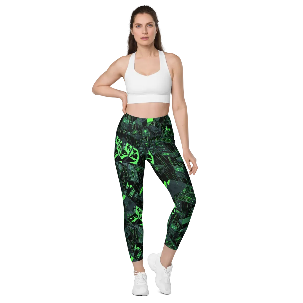 Neon Mainframe on Leggings with Pockets — Front