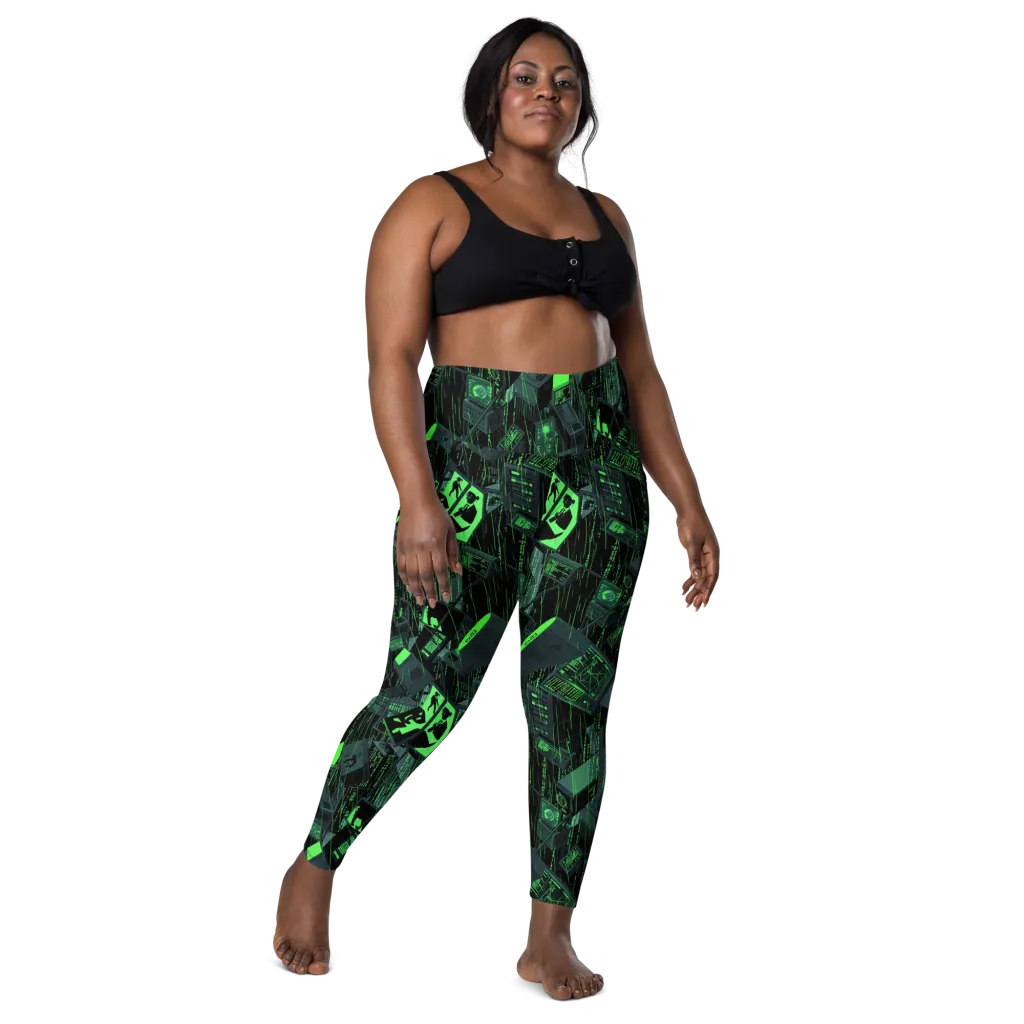 Neon Mainframe on Leggings with Pockets — Front