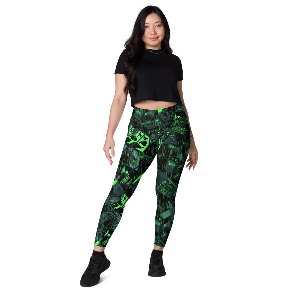 Neon Mainframe on Leggings with Pockets — Front
