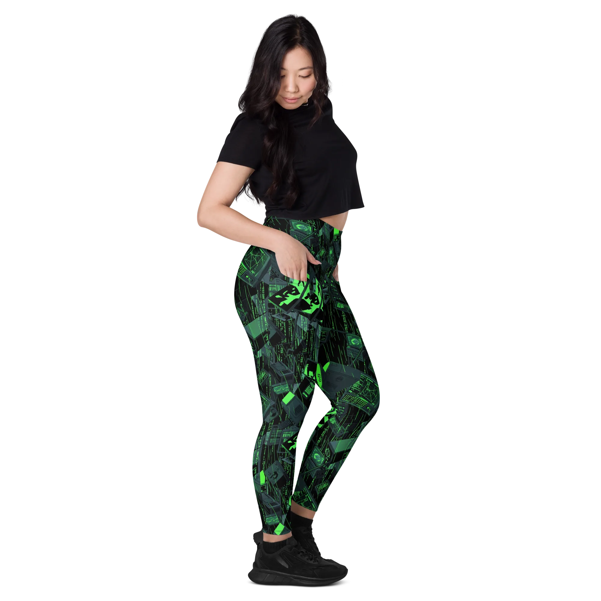 Neon Mainframe on Leggings with Pockets — Right