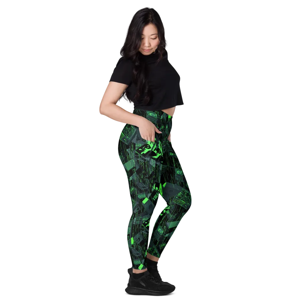 Neon Mainframe on Leggings with Pockets — Right