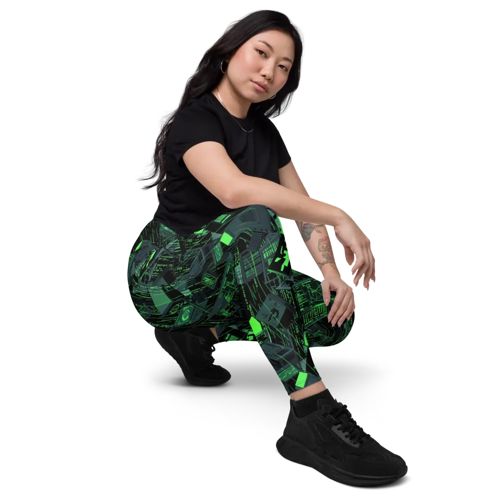 Neon Mainframe on Leggings with Pockets — Right Front