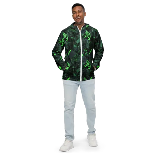 Neon Mainframe on a Men's Windbreaker