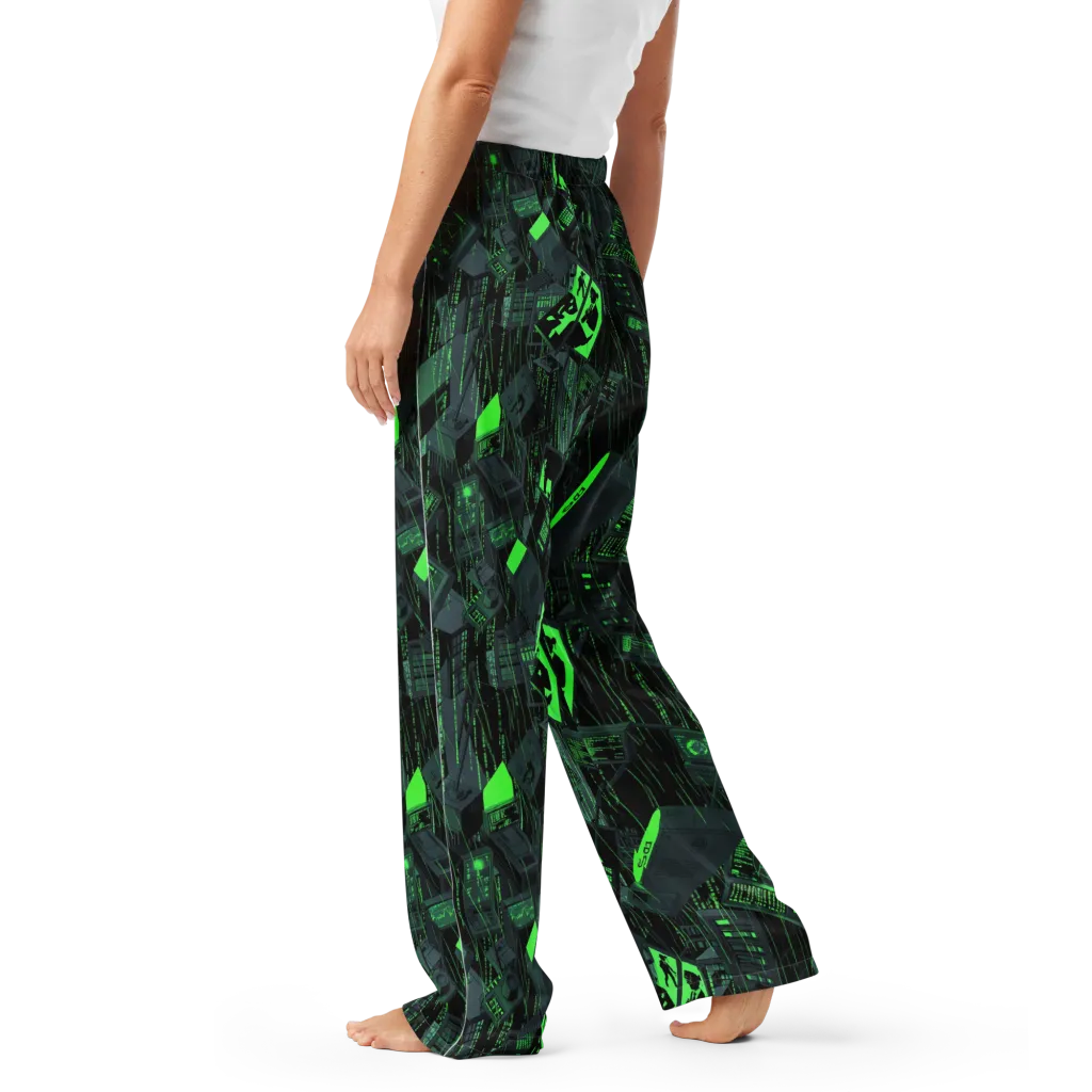 Neon Mainframe on Women's Pajama Pants — Left