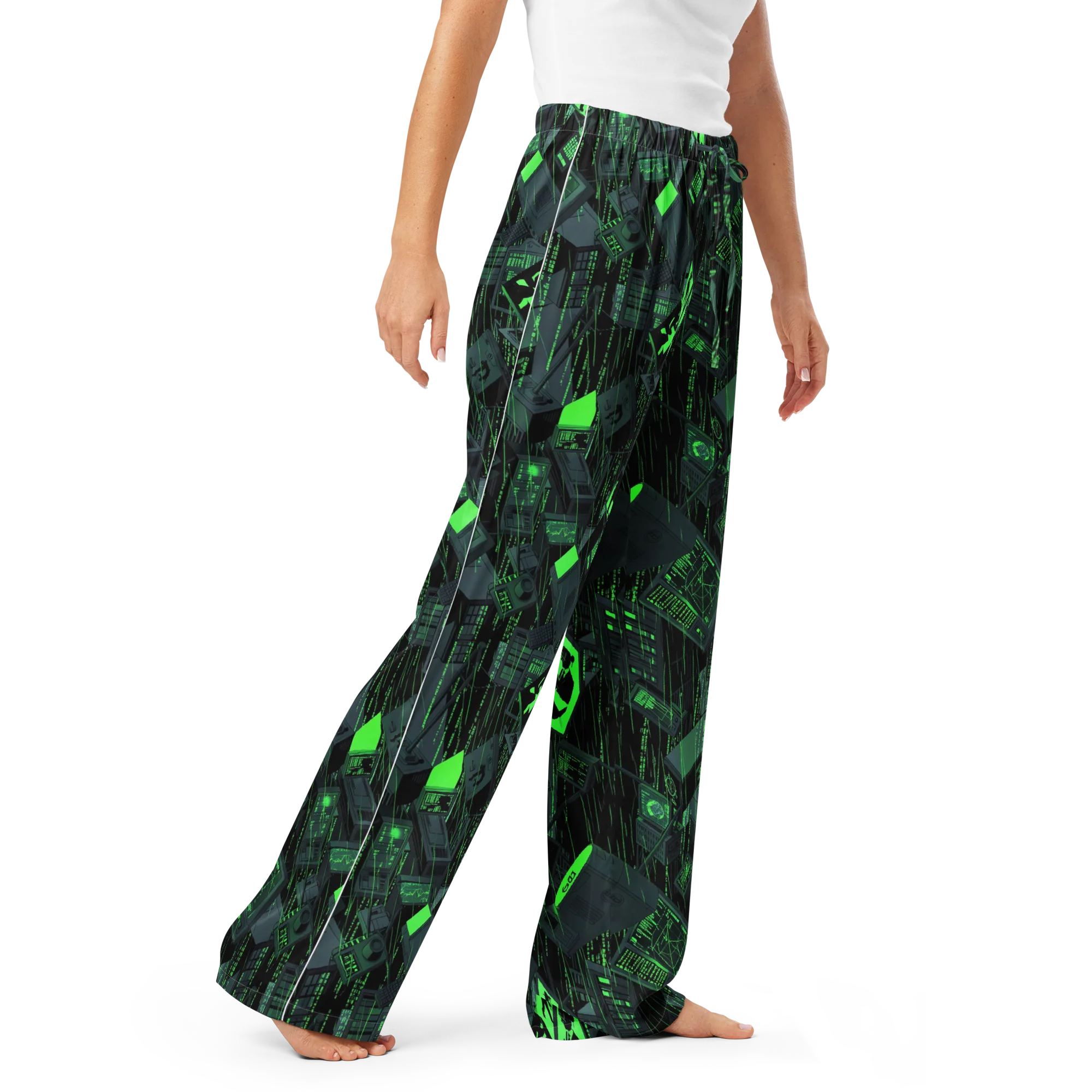 Neon Mainframe on Women's Pajama Pants — Right Front