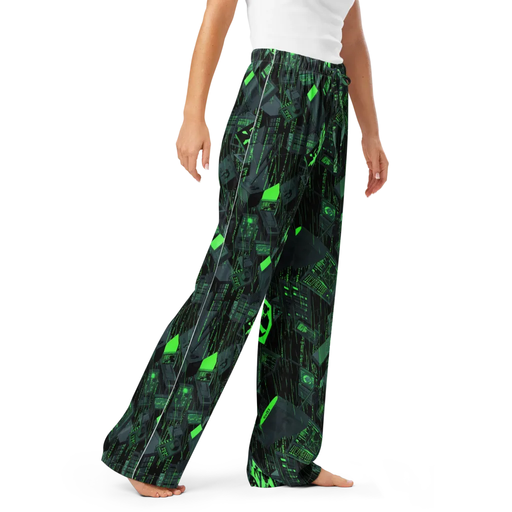 Neon Mainframe on Women's Pajama Pants — Right Front