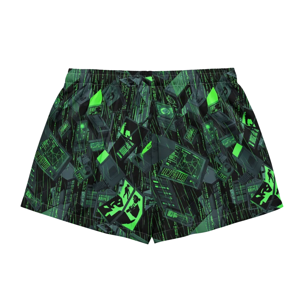 Neon Mainframe on Women's Pajama Shorts — Back