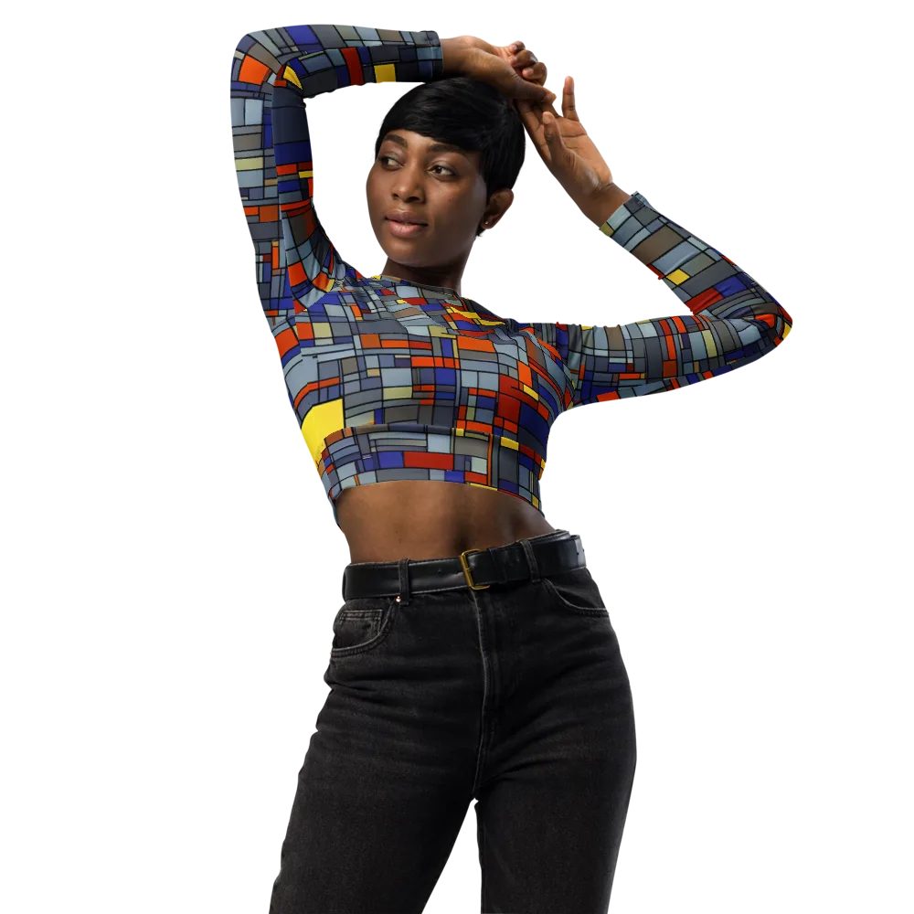 Cobalt City on Long Sleeve Crop Top — Front