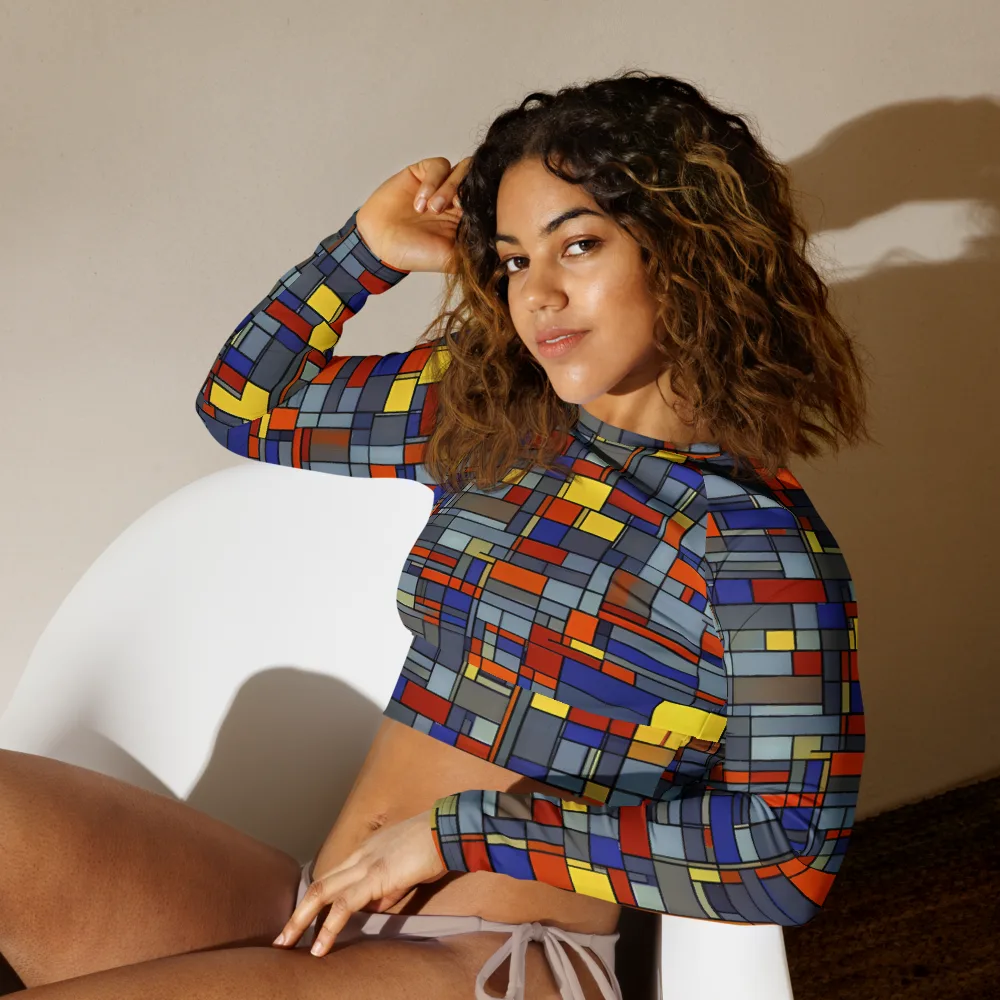 Cobalt City on Long Sleeve Crop Top — Left Front