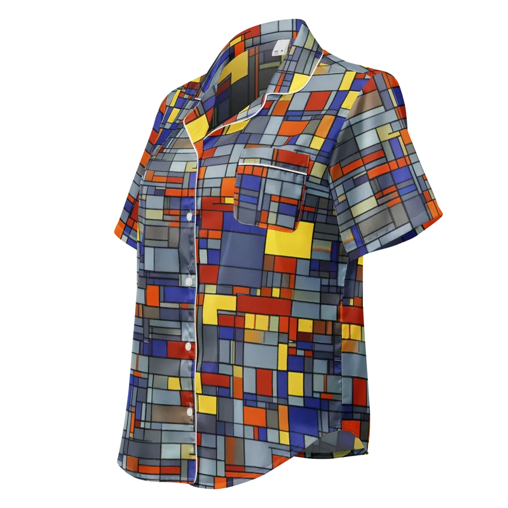 Cobalt City on Women's Short Sleeve Pajama Top — Left Front