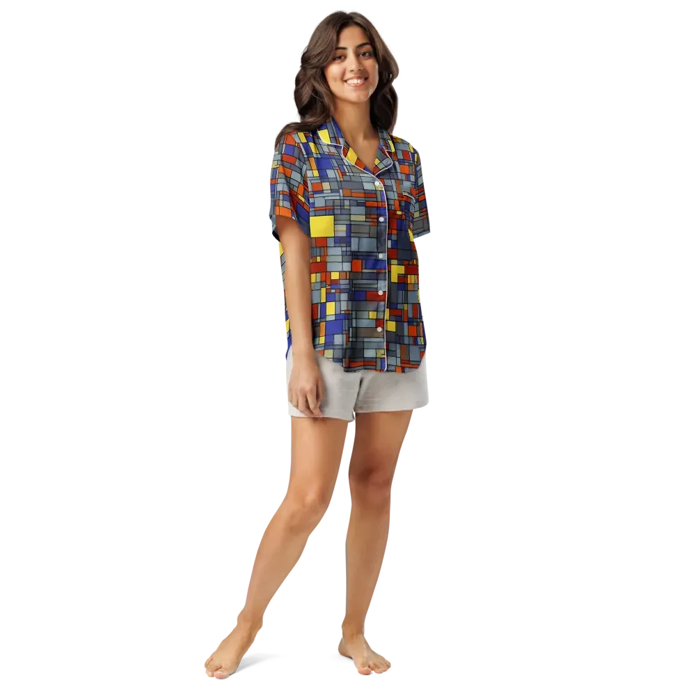 Cobalt City on Women's Short Sleeve Pajama Top — Front