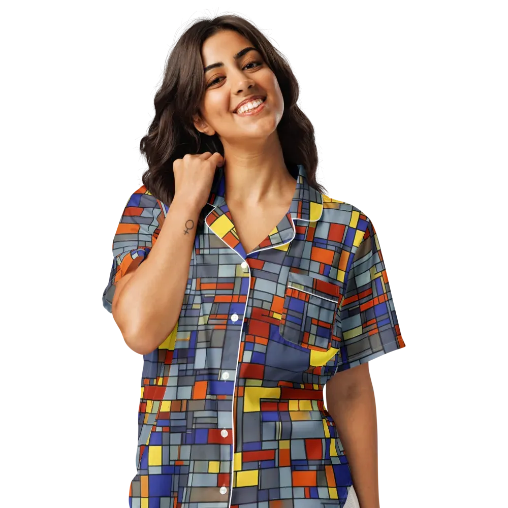 Cobalt City on Women's Short Sleeve Pajama Top — Front