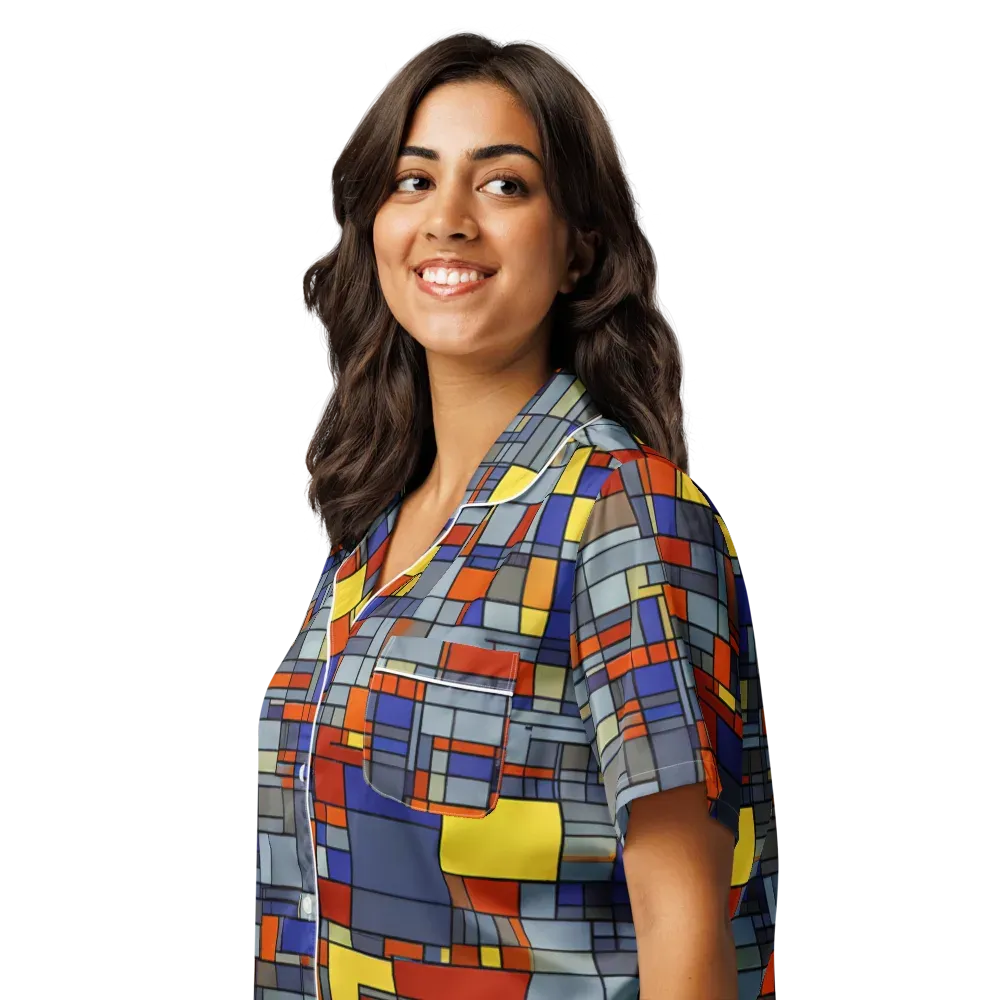 Cobalt City on Women's Short Sleeve Pajama Top — Left Front
