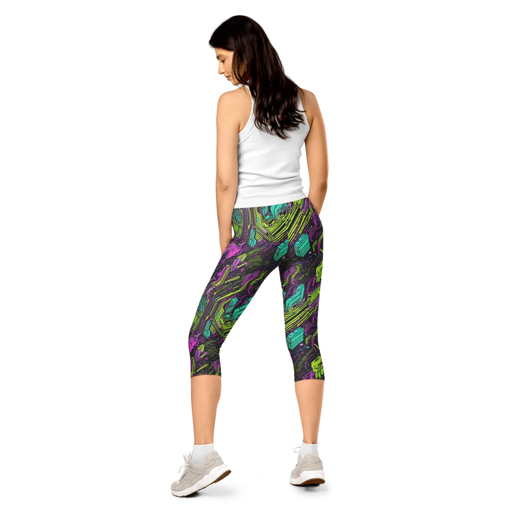 Chromatic Motherboard on Capri Leggings — Back
