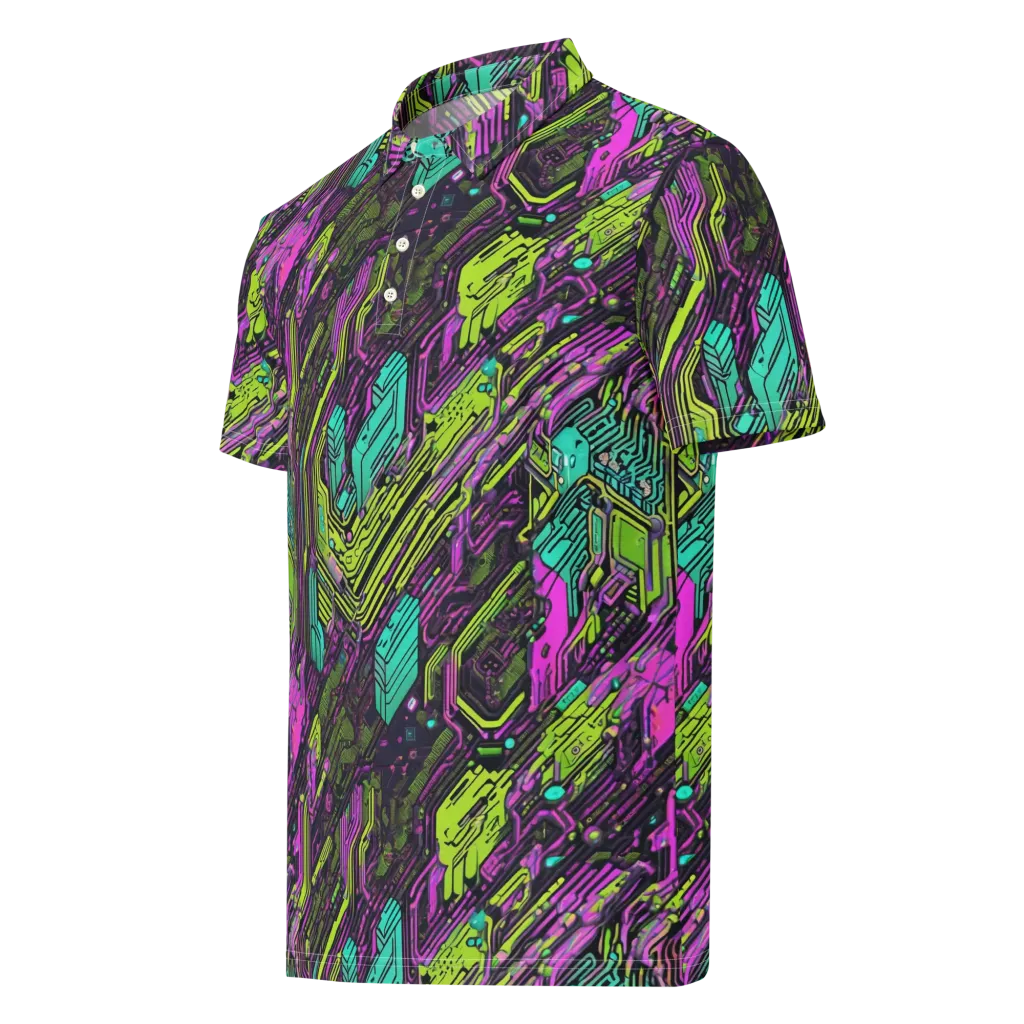 Chromatic Motherboard on Men's Slim Fit Polo Shirt — Left Front
