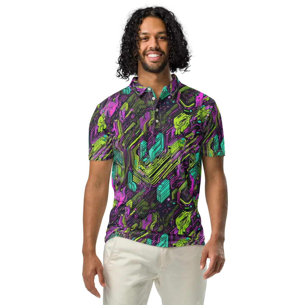 Chromatic Motherboard on Men's Slim Fit Polo Shirt — Front