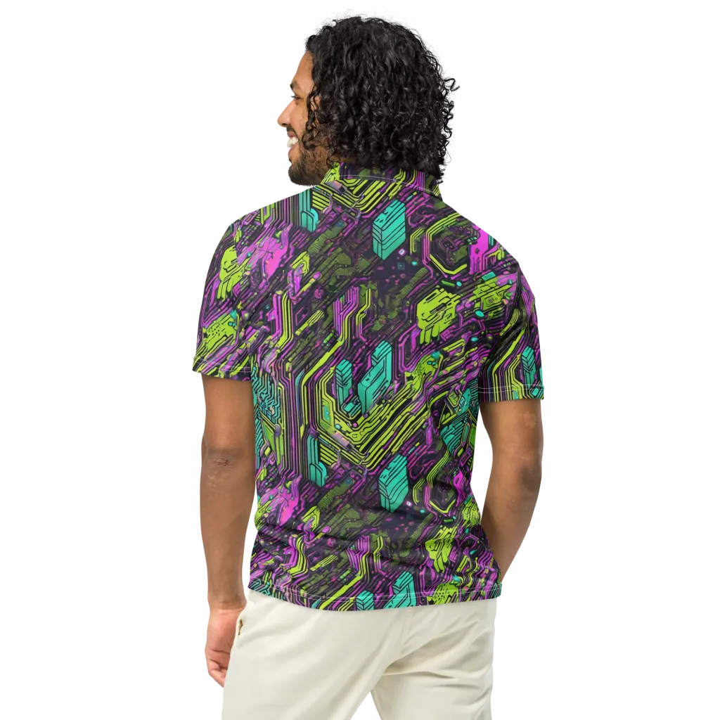 Chromatic Motherboard on Men's Slim Fit Polo Shirt — Back
