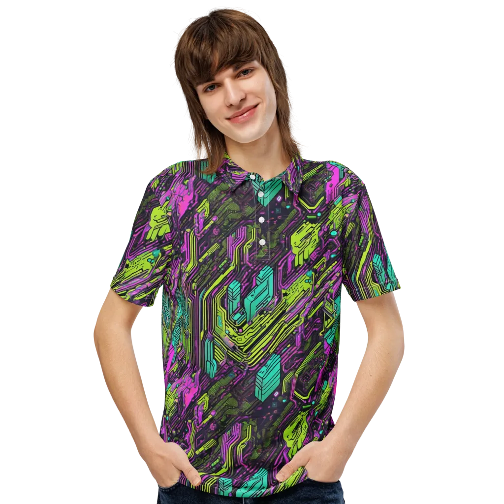 Chromatic Motherboard on Men's Slim Fit Polo Shirt — Front