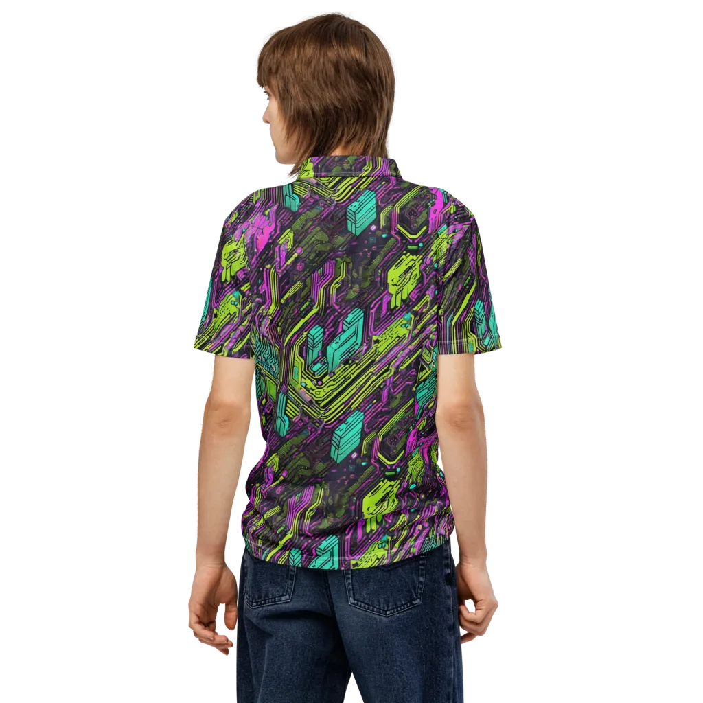 Chromatic Motherboard on Men's Slim Fit Polo Shirt — Back