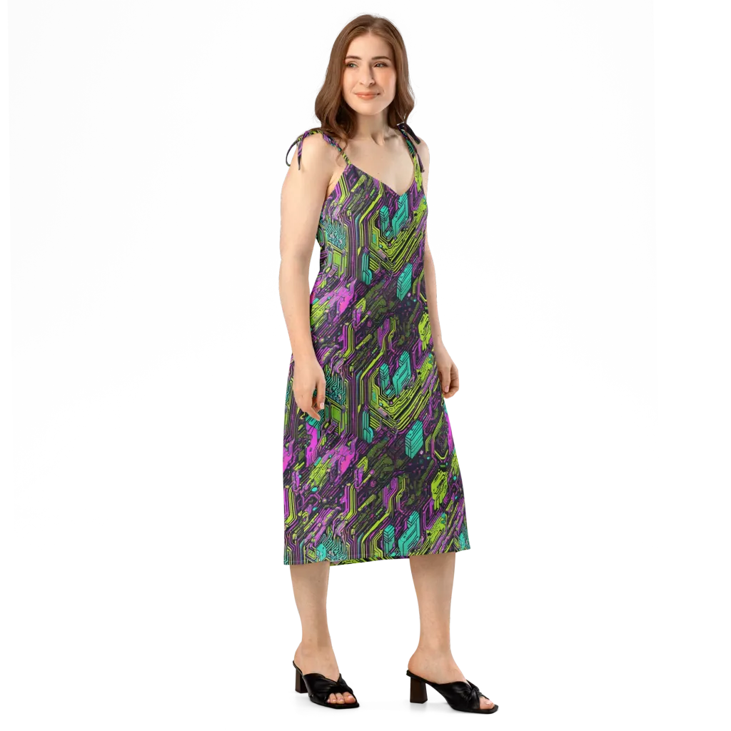 Chromatic Motherboard on Slip Dress — Right Front